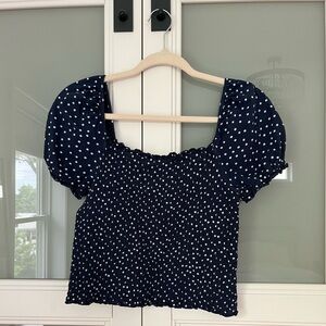 American Eagle Polka Dot Puff Sleeve Top